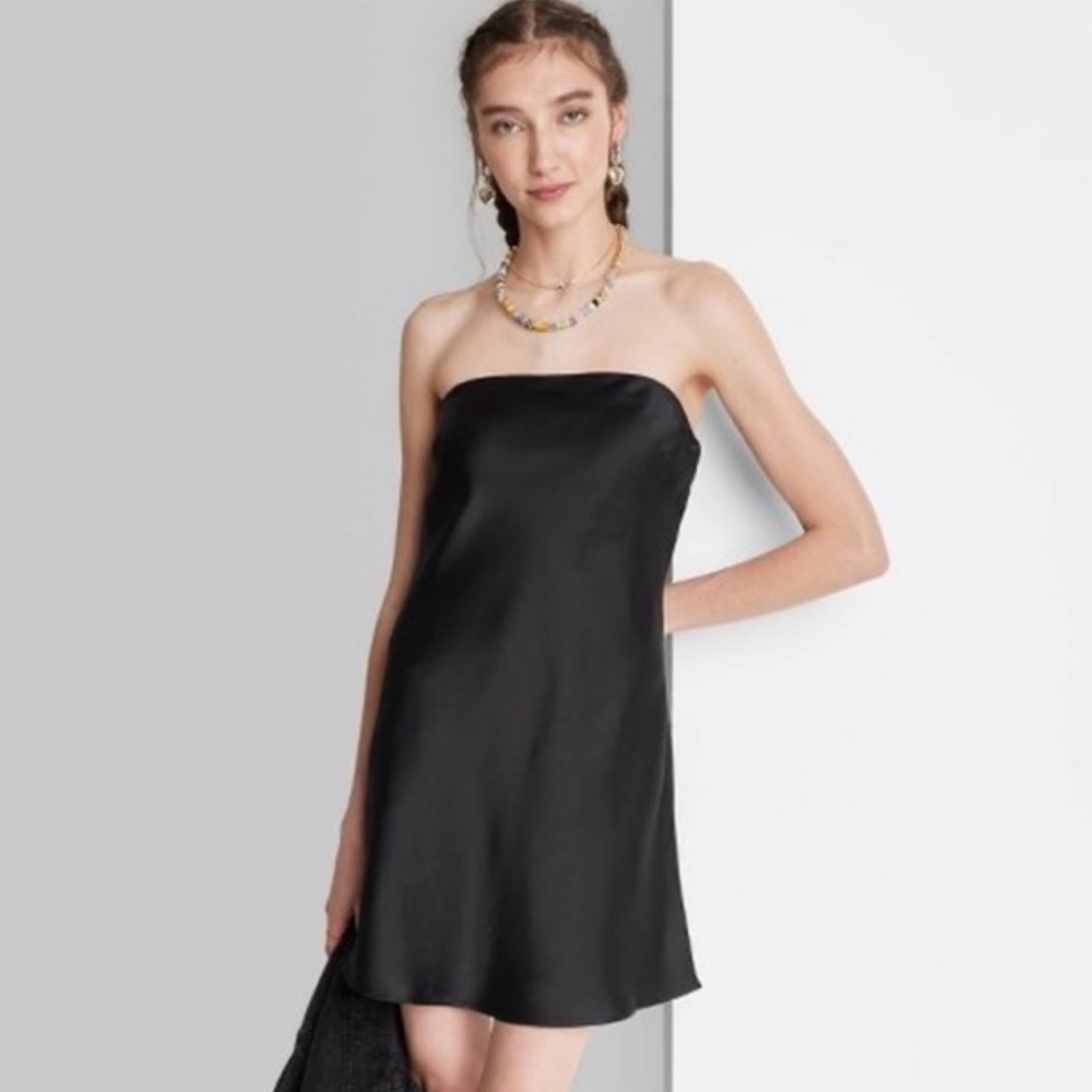 Black womens satin tube dress